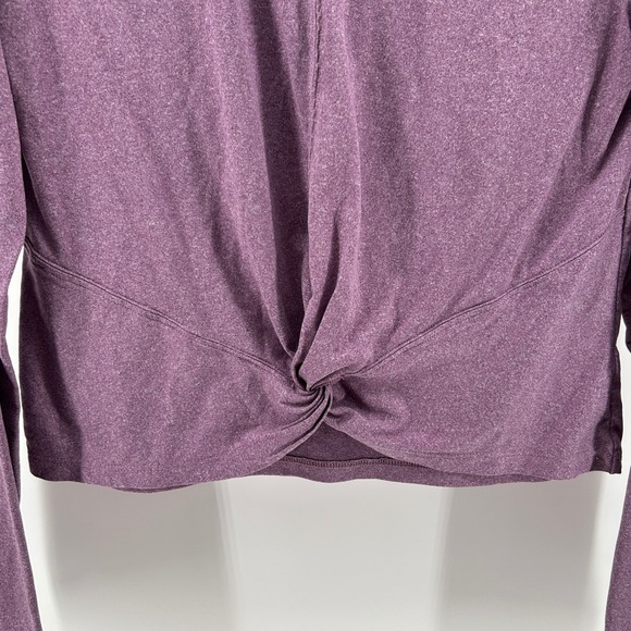 Ellie Heathered Purple Twist Front Long Sleeve Active Crop Top Med Athletic Yoga - Picture 2 of 7